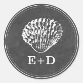 Adesivo Vintage Chalkboard Seashell Beach Weding Favor