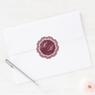 Adesivo Vintage Chantilly em Renda Creme Borgonha Monogram