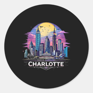 Adesivo Vintage Charlotte North Carolina Sunset Skyline Ci