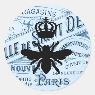 Adesivo Vintage Chic Paris Ephemera Queen Bee Silhouette