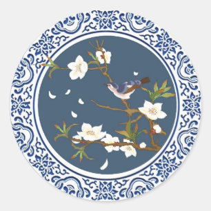 Adesivo Vintage Chinoiserie China Bird-flower Art