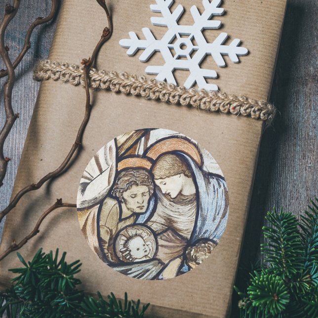 Adesivo Vintage Christian Christmas Natividade Scense Mang (Vintage Christian Catholic Christmas Nativity Scene Bethlehem Manger Classic Round Sticker Gift)