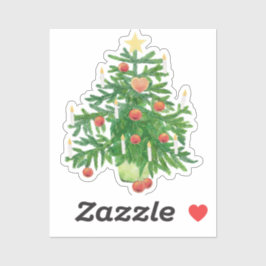 Adesivo Vintage Christmas Tree with a Star & Heart Cookie