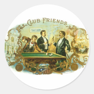 Adesivo Vintage Cigar Label Art, Club Amigos Billiards