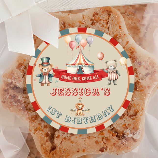 Adesivo Vintage Circus Carnival Show Aniversário (Criador carregado)