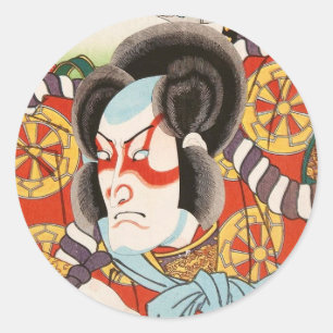 Adesivo Vintage clássico ukiyo-e kabuki samurai Utagawa a