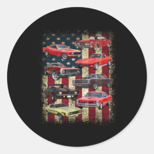 Adesivo Vintage Clique Muscle Car Retro American Flag Patr