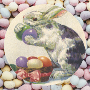 Adesivo Vintage, coelho da Páscoa vitoriano e ovos de Pásc