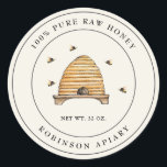 Adesivo Vintage Colmeia de mel e rótulo das abelhas<br><div class="desc">Etiquetas elegantes,  simples e clássicas,  personalizadas de abelhas,  com abelha aquosa e colmeia-abelha vintage sobre fundo branco.</div>