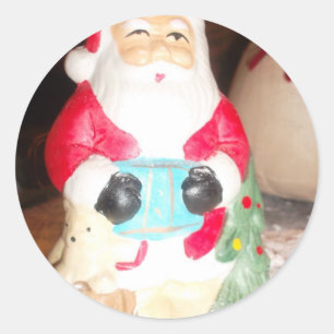 Adesivo Vintage com Papai noel de diversão com neve