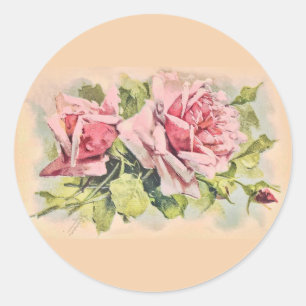 Adesivo Vintage cor-de-rosa dos rosas floral