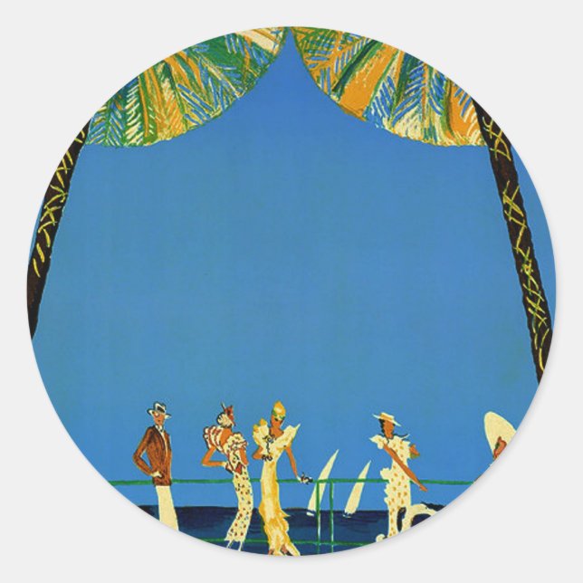Adesivo Vintage Cote D'Azur Viagem Round Stickers (Frente)