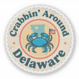 Adesivo Vintage Crabbin Em Torno Do Caranguejo Delaware