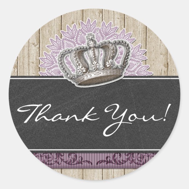 Adesivo Vintage Crown Rustic Wood & Chalkboard Obrigado (Frente)