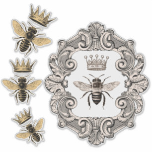 Adesivo Vintage Crowned Bees