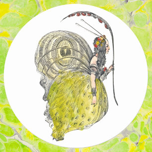 Adesivo Vintage Cute Fantasy Borboleta Fada com Asas