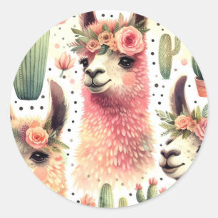 Adesivo Vintage Cute Llama Watercolor