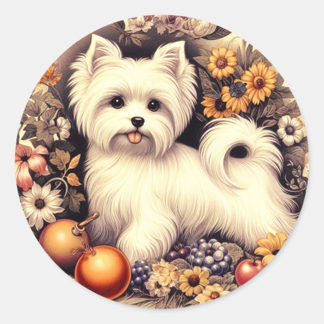 Adesivo Vintage Cute Maltês (Frente)