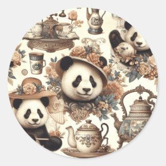Adesivo Vintage Cute Panda Painting