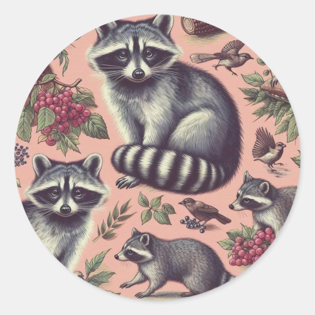 Adesivo Vintage Cute Racoon (Frente)
