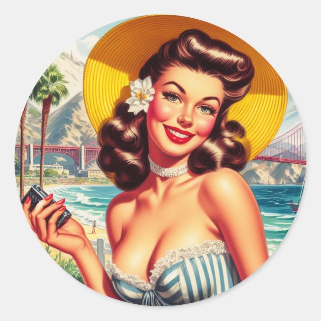 Adesivo Vintage Cute San Franciso Pin-up (Frente)