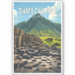 Adesivo Vintage da Viagem de Arte do Giant<br><div class="desc">Causeway do Giant em um estilo de arte vetorial. A Via do Gigante é composta por mais de 40 mil colunas de basalto que foram formadas por lava que resfriaram e contraíram,  criando padrões e rachaduras de estresse regulares.</div>