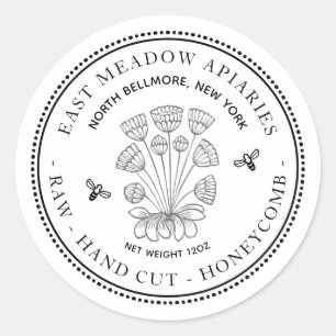 Adesivo Vintage Daisy and Bee Honeycomb Honey White Label