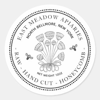 Adesivo Vintage Daisy and Bee Honeycomb Honey White Label