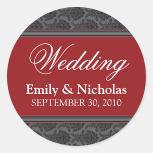 Adesivo Vintage Damask Cranberry Invitation Seal