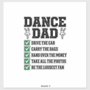 Adesivo Vintage Dance Pai Lista de Verificação Camisa Desi