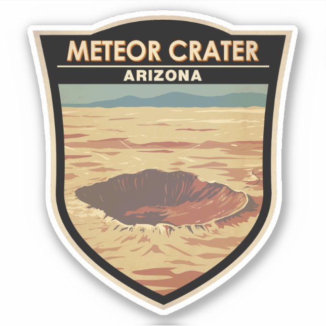 Adesivo Vintage de Viagem de Arizona de Cratera Meteor (Frente)