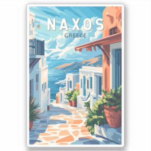 Adesivo Vintage de Viagem de Grécia de Naxos