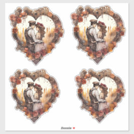 Adesivo Vintage de Watercolor do Casal de Casamento