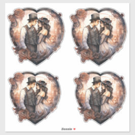 Adesivo Vintage de Watercolor do Casal de Casamento