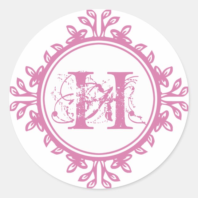 Adesivo Vintage decay pink monograma label favorito de cas (Frente)