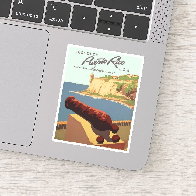 Adesivo Vintage Descover Puerto Rico WPA Viagem (Detalhe)