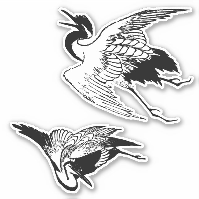 Adesivo Vintage - Desenhos Japoneses de uma grua (Frente)