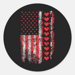Adesivo Vintage Dia de os namorados American Flag Hearts M