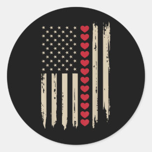 Adesivo Vintage Dia de os namorados American Flag Hearts M