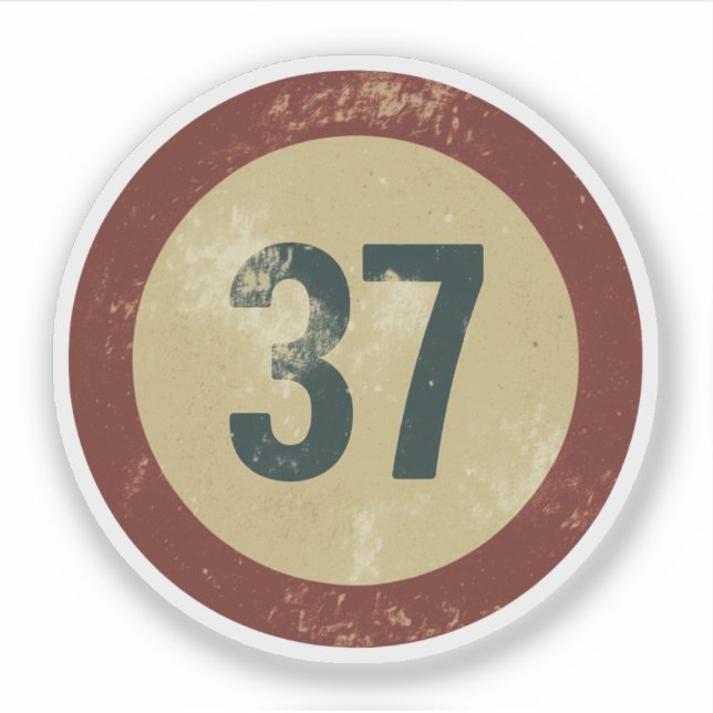 Adesivo Vintage Distressed Number 37 (Frente)