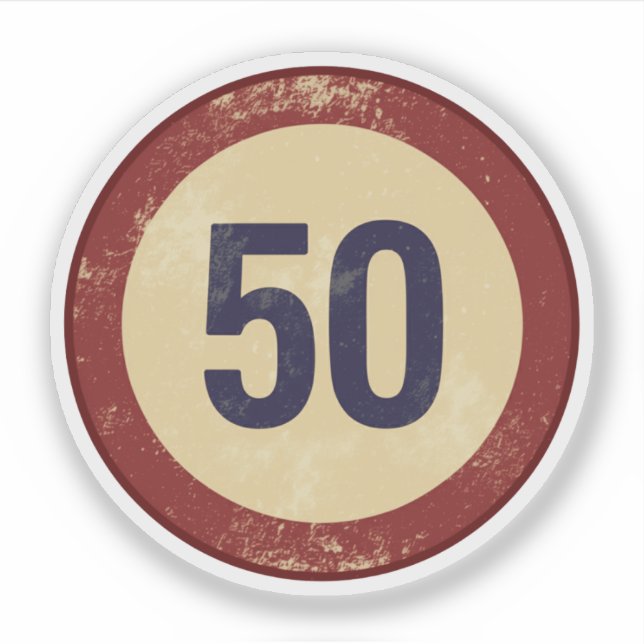 Adesivo Vintage Distressed Number 50 (Frente)
