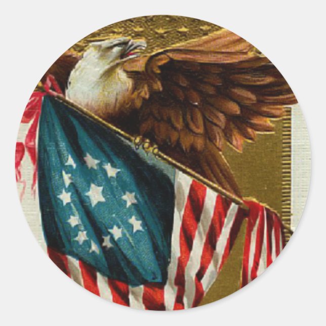 Adesivo Vintage Eagle e Flag Sticker (Frente)