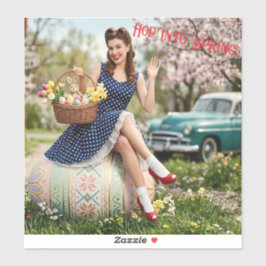 Adesivo Vintage Easter Pin-Up Sticker | Hop Into Spring