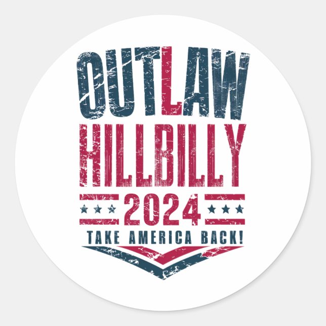 Adesivo Vintage Elections Outlaw Hillbilly Bandeira dos EU (Frente)
