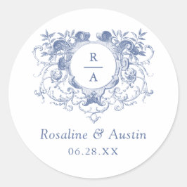 Adesivo Vintage Elegant Floral Leafy Crest Casamento