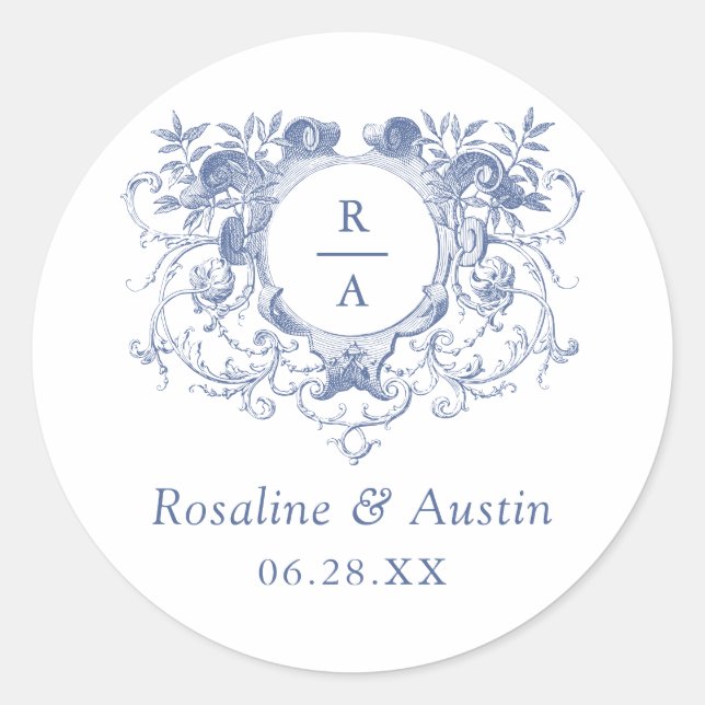 Adesivo Vintage Elegant Floral Leafy Crest Casamento (Frente)