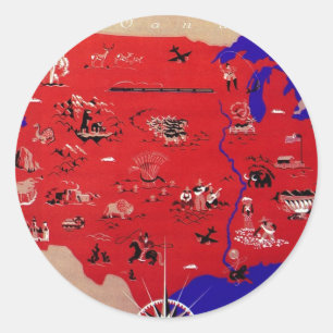 Adesivo Vintage, Estados Unidos da América, mapa do Viagem