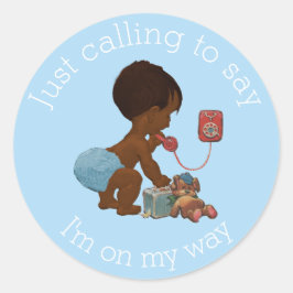 Adesivo Vintage Ethnic Boy no Chá de fraldas telefônico