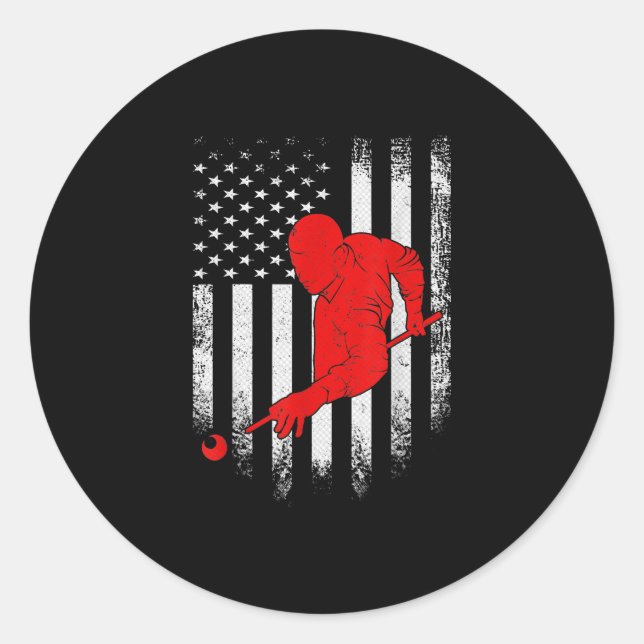 Adesivo Vintage EUA Flag Piscina Billiard Snooker (Frente)