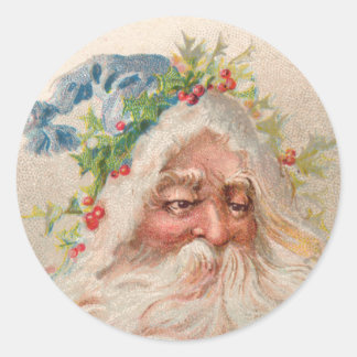 Adesivo Vintage Face de Papai Noel com Blue Hat Sticker